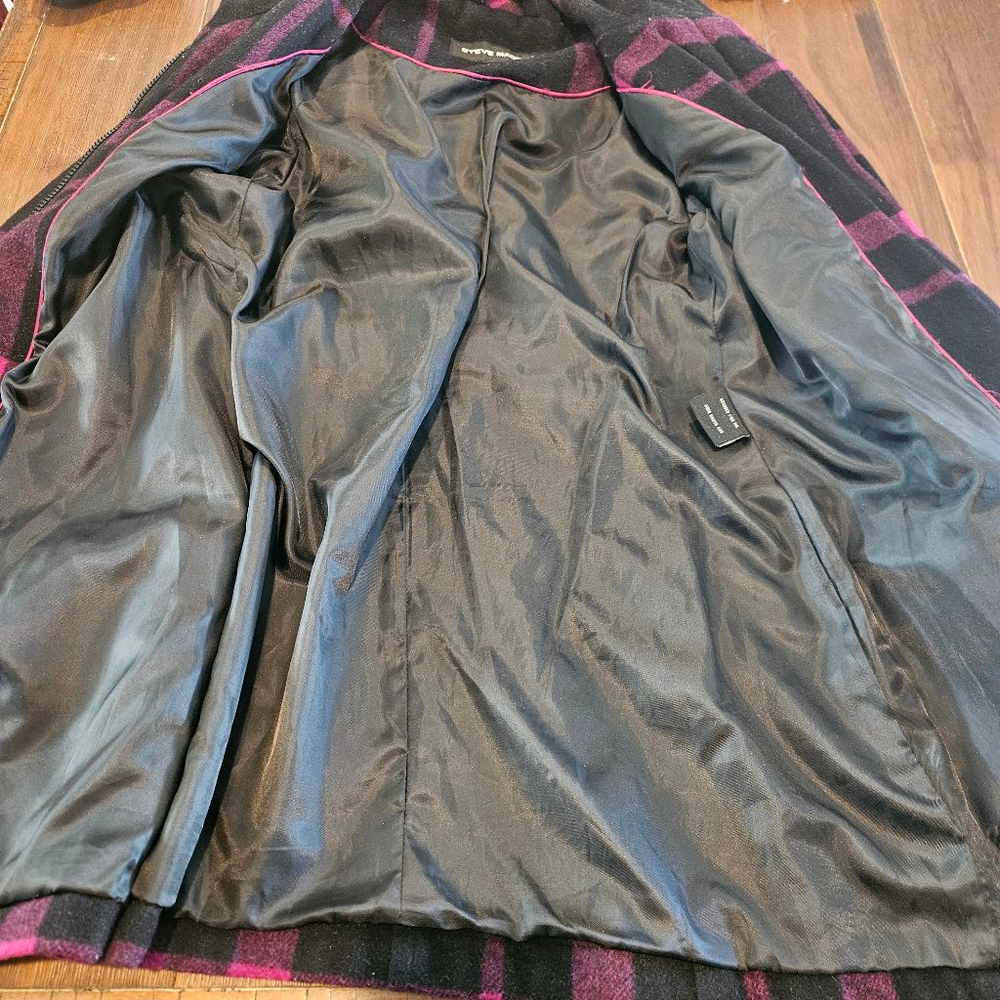 Women's Steve Madden Hooded Coat, M, Black & Pink - Picture 7 of 8